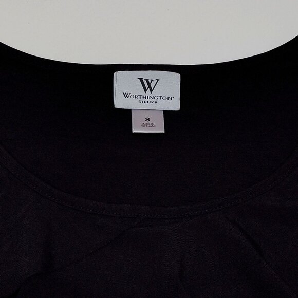 Worthington Stretch Small Ruffle Cap Sleeve Shear Airy Multi-Layer Stylish Top - Picture 3 of 6